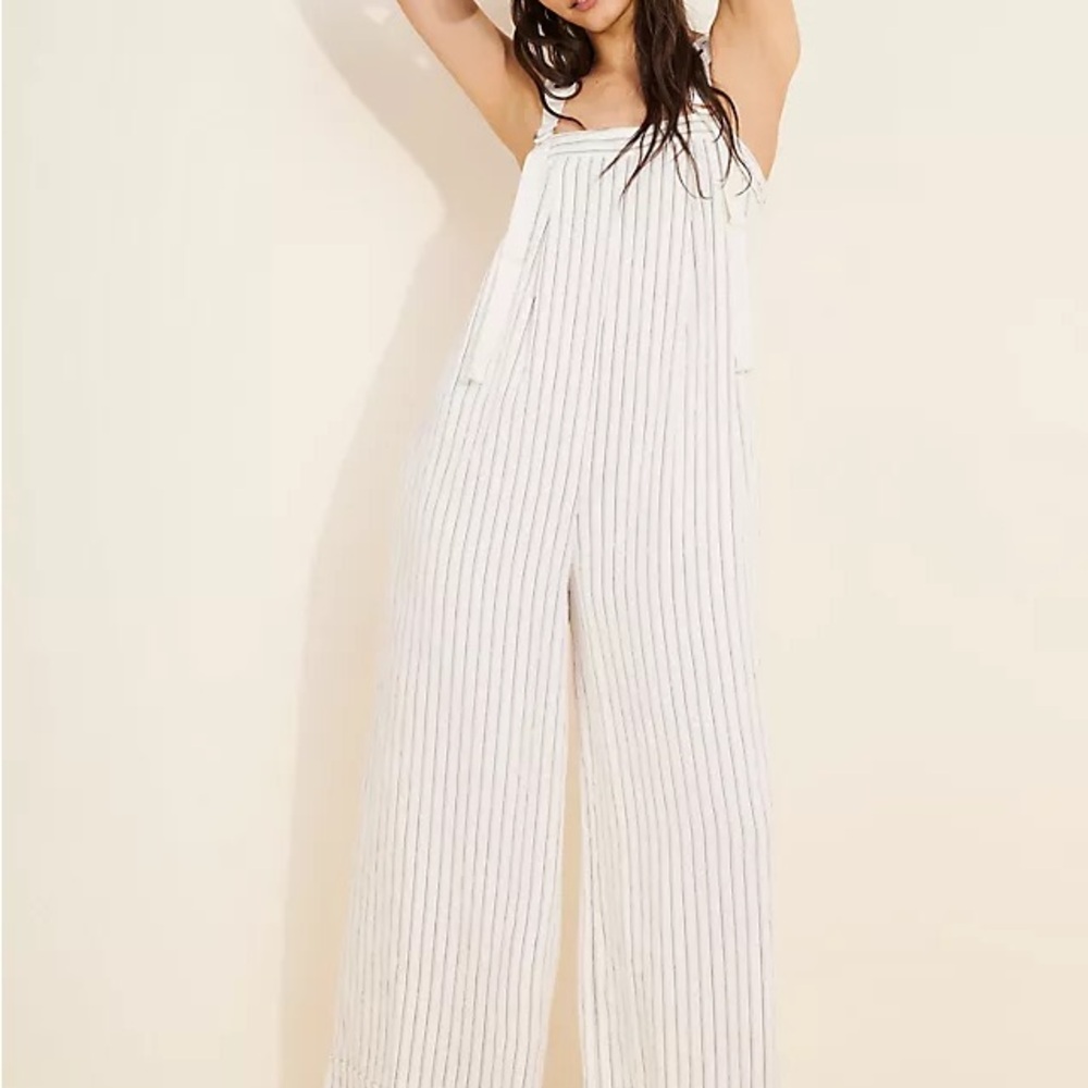 Anthropologie Maeve Waders Wide-Leg Jumpsuit US 12 White Black NWT